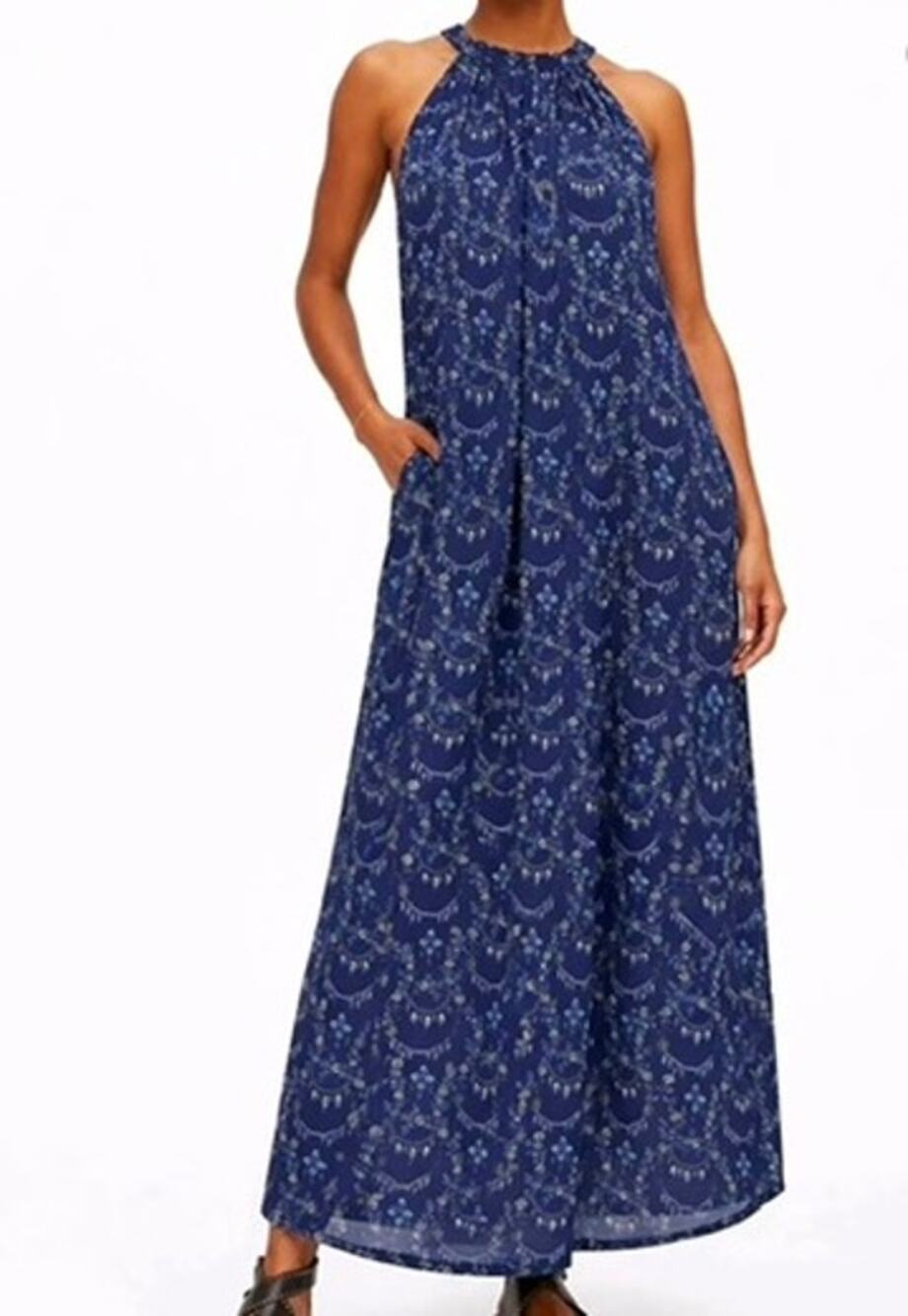 Hill House The Giselle Dress Sz XL Blue Maxi Pockets